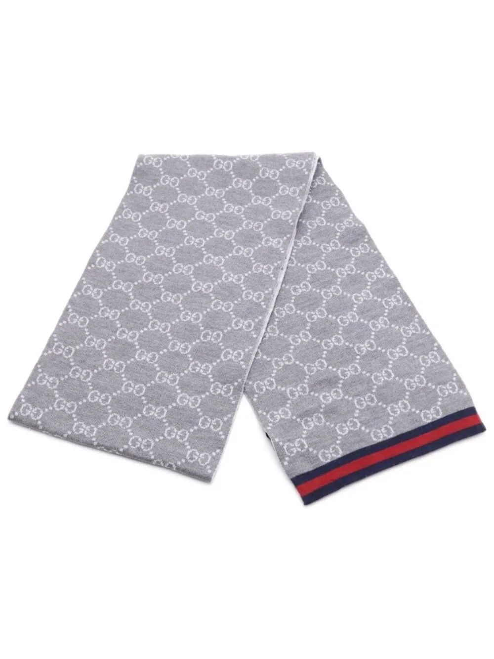 Gucci GG Sherry Line Wool Knit Scarf Gray